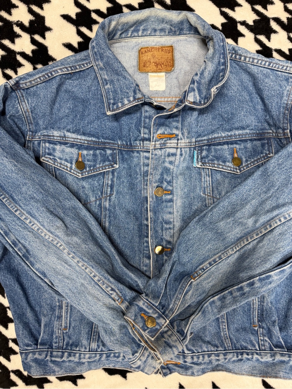 Vintage Ranchos Denim Trucker Jacket Men’s L Blue Western Cowboy 80s 90s